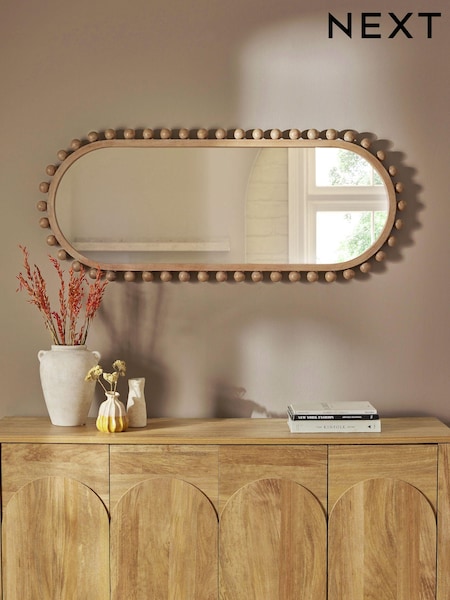 Light Natural Wood Bobbin Full Length Wall Mirror (567248) | £160