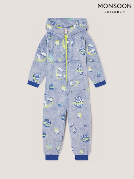 Blue - Monsoon Glow In The Dark Camo Fleece Onesie