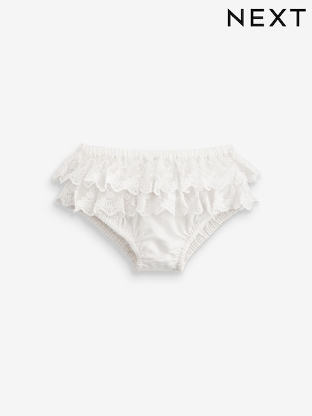 White Lace Frill Baby 100% Cotton Knickers (0mths-2yrs) (567702) | £7