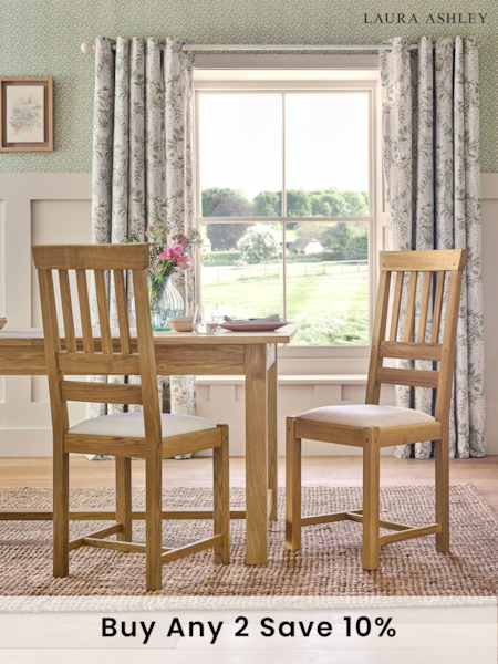 Laura Ashley Set of 2 Oak Milton Dining Chairs (569419) | £425