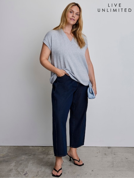 Grey - Live Unlimited V-neck Knitted Vest