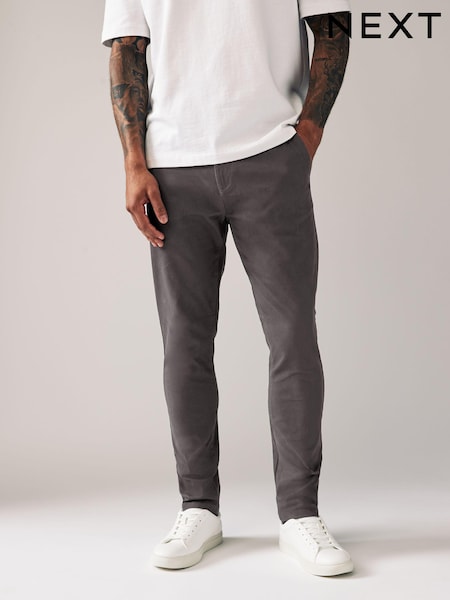 Grey Dark Skinny Fit Stretch Chino Trousers (570461) | £24
