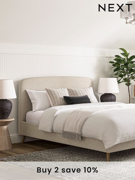 Natural Light Tweedy Plain Matson Upholstered Bed Frame (571309) | £275 - £525