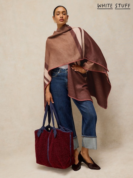 Brown - White Stuff Stripe Detail Poncho