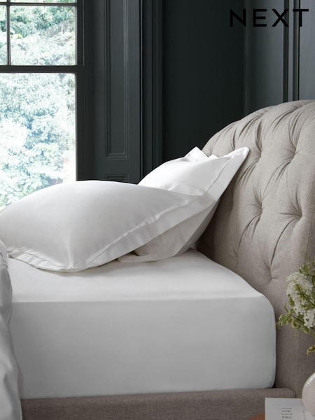 White Collection Luxe 1000 Thread Count 100% Cotton Sateen Extra Deep Fitted Sheet (572734) | £60 - £75