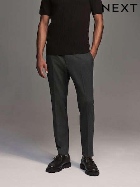 Charcoal Grey Elasticated Waist Smart Wool Blend Joggers (573040) | £49