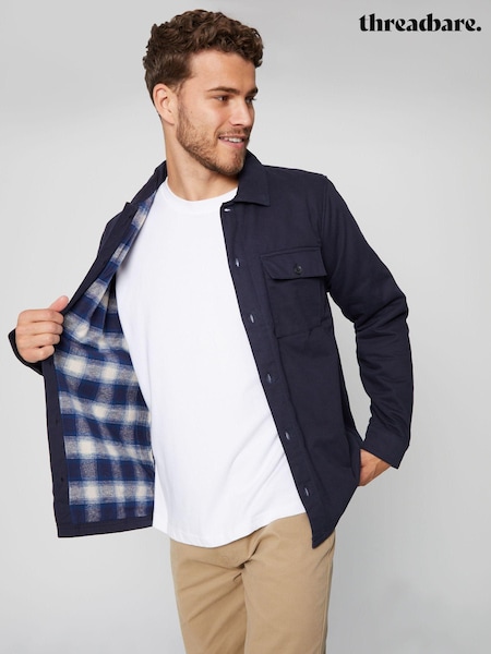 Threadbare Navy Check Lined Cotton Shacket (573246) | £35