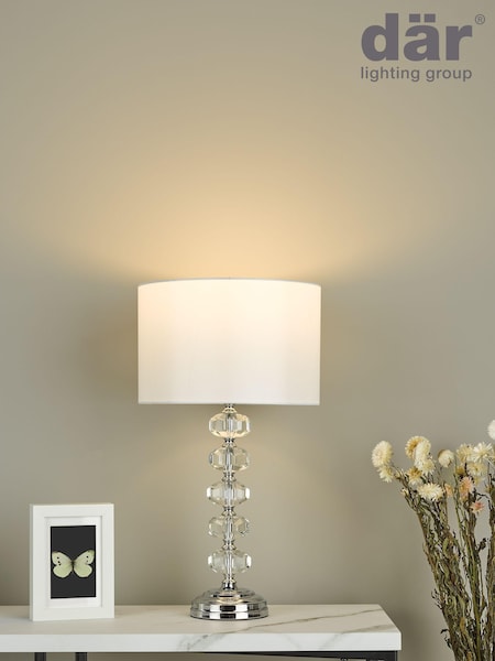 Dar Lighting Silver Oleana Table Lamp (573654) | £55
