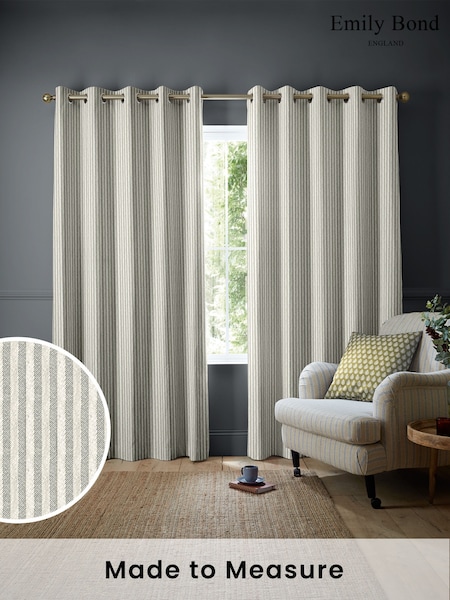 Emily Bond Grey Oscar Stripe Made to Measure Curtains (574204) | £100