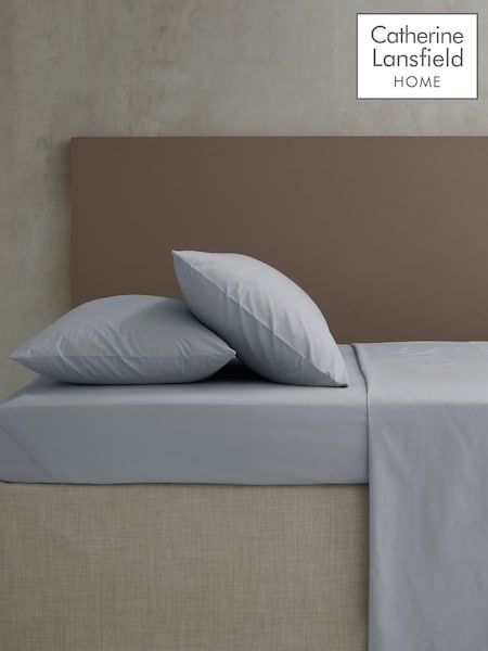 Catherine Lansfield Grey Percale Fitted Sheet (574539) | £11 - £18