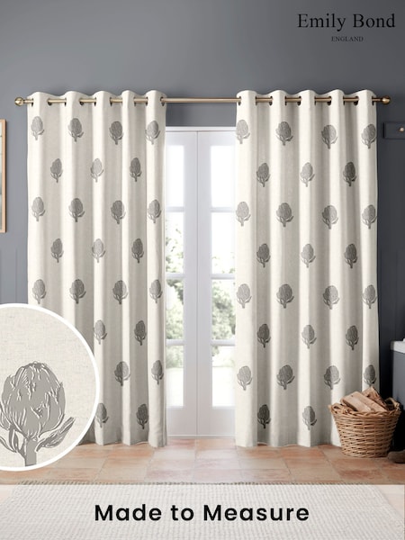 Emily Bond Pebble Grey Globe Made to Measure Curtains (574864) | £91