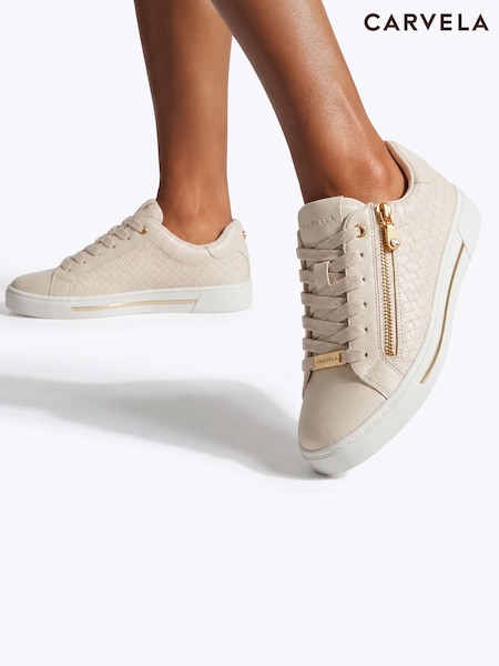 Cream - Carvela Daniella Zip Weave Trainers