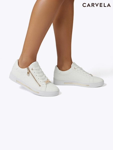 White - Carvela Daniella Zip Weave Trainers