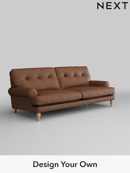 Rustic Leather/Light Brown Erin Buttoned Back Leather Deep Sit (575202) | £2,099