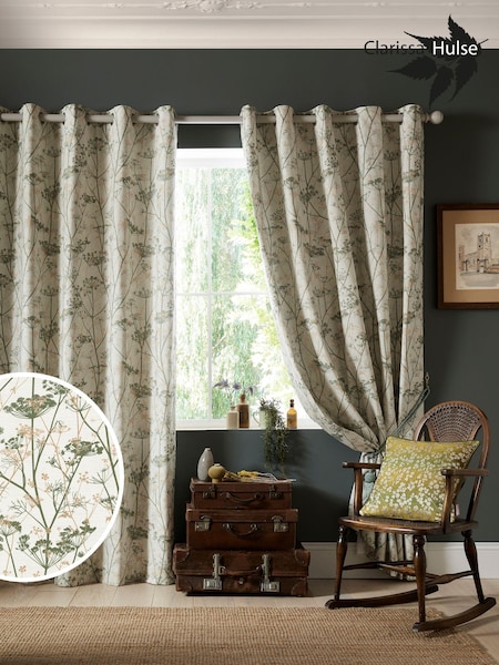 Clarissa Hulse Green Wild Chervil Eyelet Curtains (577307) | £75 - £145