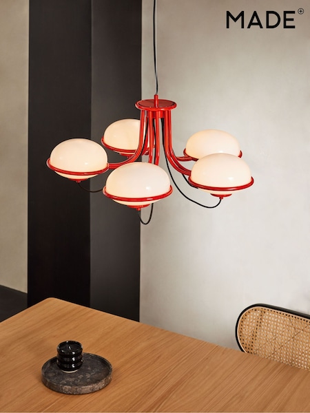 MADE.COM Red 5 Light Chandelier Piper Light (577607) | £279
