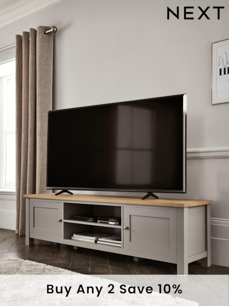 Dove Grey Malvern Oak Effect Up to 80 inch Slim TV Unit (578150) | £375