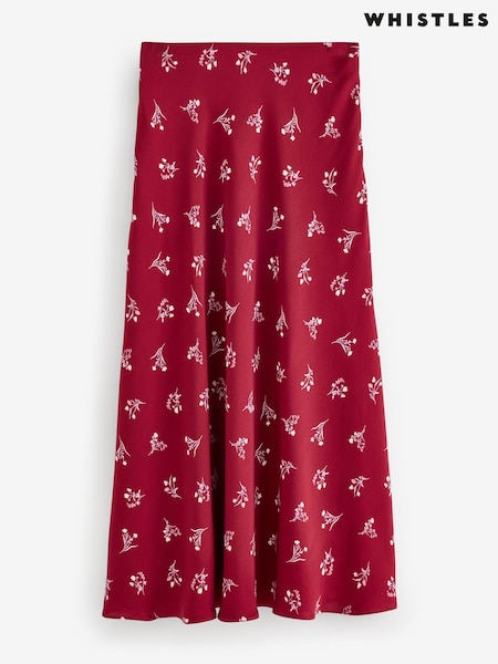Red - Whistles Floral Fit And Flare Skirt