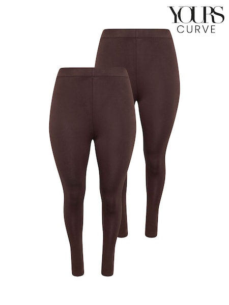Brown - Yours Curve Leggings 2 Pack
