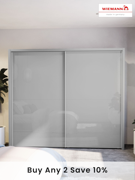 Wiemann Grey Peyton Glass Sliding 2.6m Sliding Semi Fitted Wardrobe (579762) | £1,410