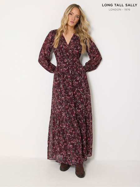 Red - Long Tall Sally Floral Sheer Maxi Dress