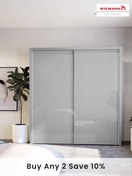 Wiemann Grey Peyton Glass Sliding 2.1m Sliding Semi Fitted Wardrobe (579968) | £1,135