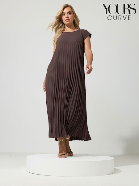 Brown - Yours Curve London Pleated Maxi Dress