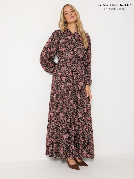Brown - Long Tall Sally Floral Tie Waist Maxi Dress