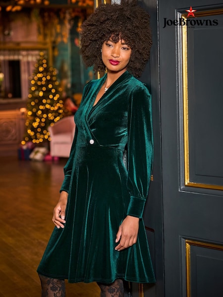 Green - Joe Browns Florence Wrap Velour Belted Dress