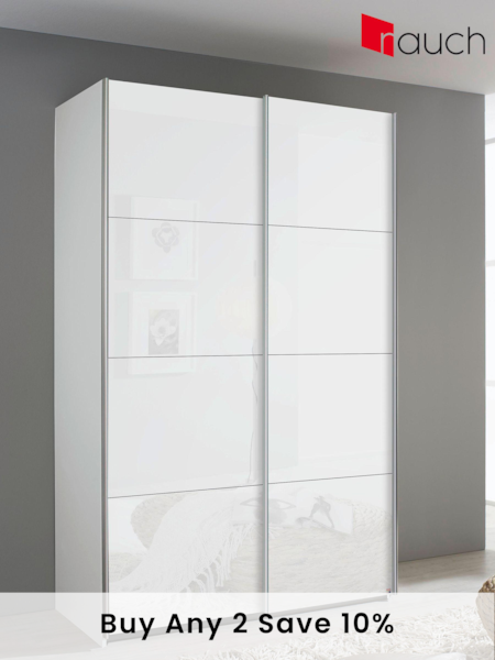 Rauch White 1.3m Sliding Courtney Glass Semi Fitted Wardrobe (580658) | £714