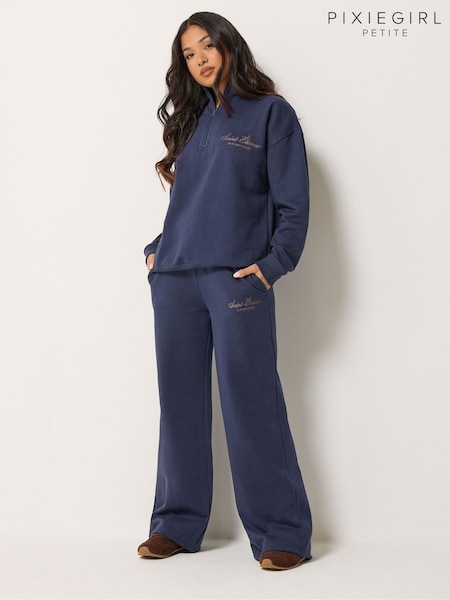 blue - Pixiegirl Petite Etienne Slogan Wide Leg Joggers