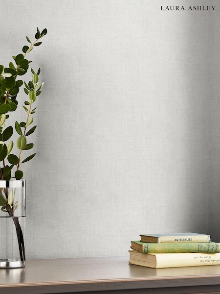 Laura Ashley Pale Silver Plain Textured A4 Wallpaper Sample (581288) | £1