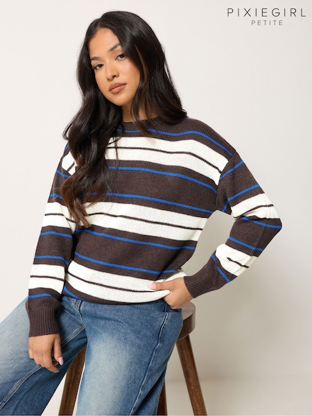 Brown - Pixiegirl Petite Stripe Knitted Jumper