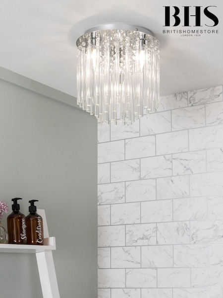 BHS Chrome Ursa 4LT Bathroom Flush Ceiling Light (581456) | £60
