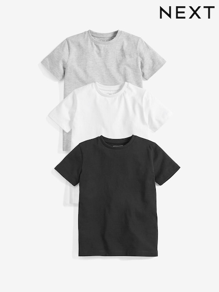 Black/White/Grey Short Sleeve T-Shirts 3 Pack (3-16yrs) (581734) | £10 - £16