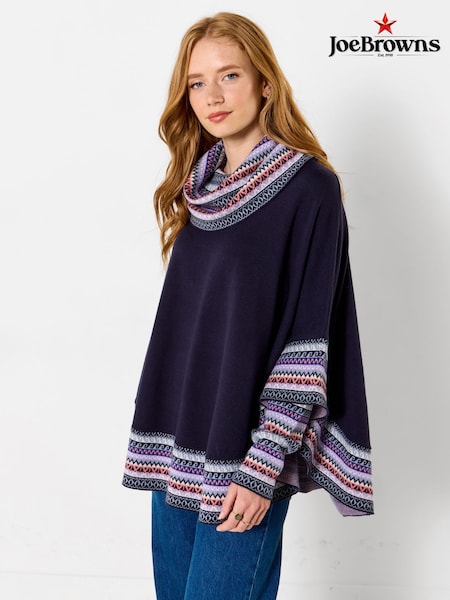 Blue - Joe Browns Winter Boho Knitted Sleeved Poncho