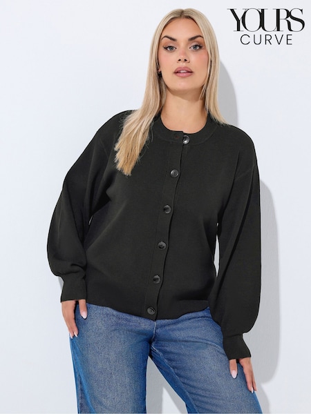 Black - Yours Curve Limited Balloon Sleeve Cardigan