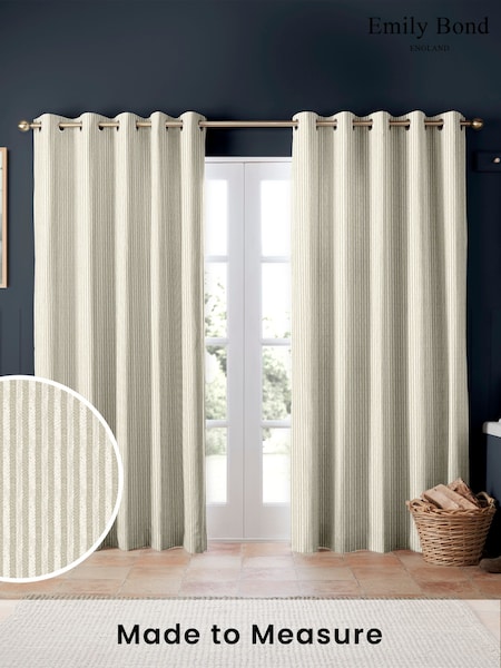 Emily Bond Natural Oscar Stripe Made to Measure Curtains (582070) | £100