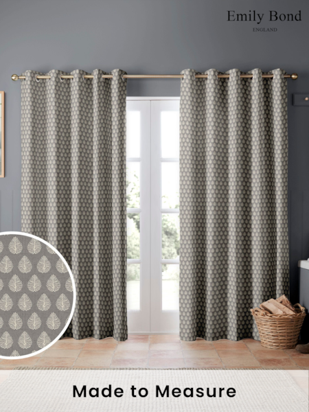 Emily Bond Smokey Grey Jaipur Made to Measure 100% Cotton Curtains (582175) | £91