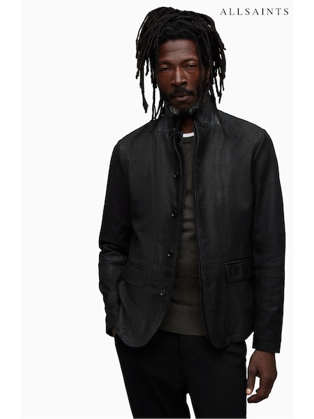 AllSaints Black Survey Leather Blazer (583264) | £439