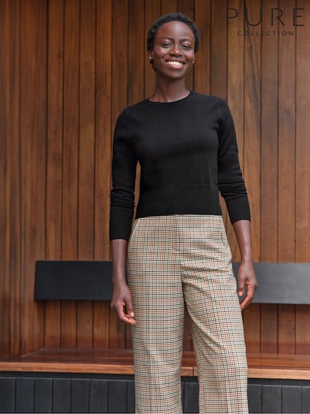Black - Pure Collection Cashmere Crop Jumper