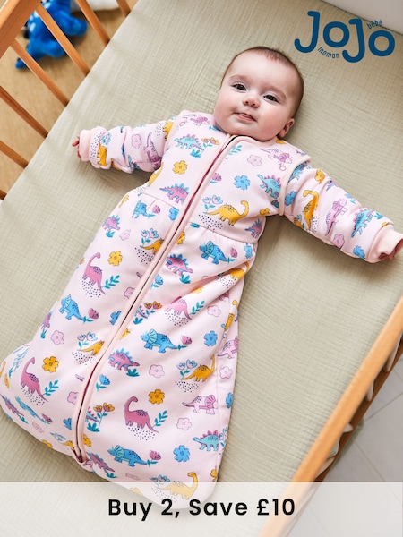 JoJo Maman Bébé Pink Dino 3.5 Tog Baby Sleeping Bag (584161) | £39
