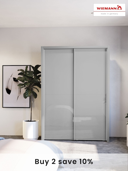 Wiemann Grey Peyton Glass Sliding 1.6m Sliding Semi Fitted Wardrobe (585031) | £1,075