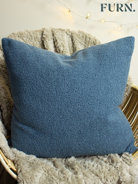 furn. Wedgewood Blue Malham Teddy Borg Fleece Polyester Filled Cushion (585278) | £24