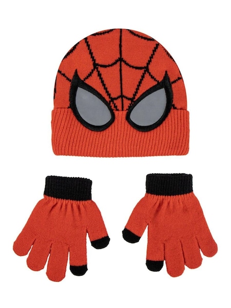 Red - Marvel Spider-man Beanie Hat And Gloves Set
