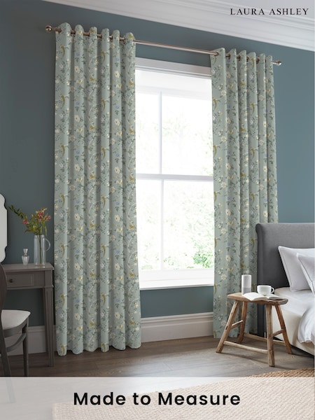 Laura Ashley Jade Green Summer Palace Made to Measure 100% Cotton Curtains (585921) | £100