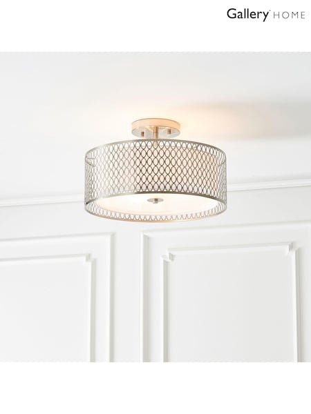 Gallery Home Silver Flush Ceiling Fitting Keela Ceiling Light (585959) | £114