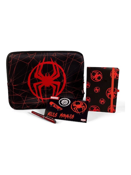 Black - Spiderman Laptop Set Including Case Sticker Sheet Notebook And Pen