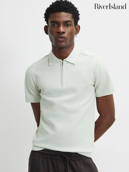 Green - Regular River Island Muscle Fit Polo Shirt