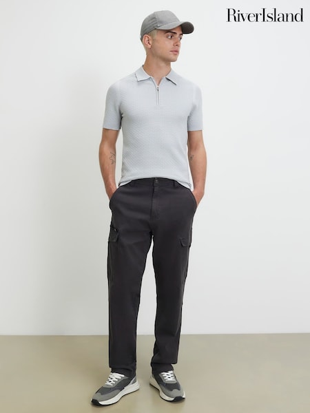 Grey - Regular River Island Muscle Fit Polo Shirt